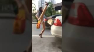 china woman closes boot of car with awesome trick new trending shorts [upl. by Laird]