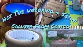 Saluspa Inflatable Hot Tub From Costco Unboxing And Complete Setup [upl. by Ellenrad]