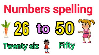 26 to 50 spelling in English  numbers spelling twenty six to fifty  spelling for kids [upl. by Assirrec905]