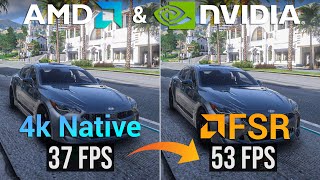 GTA 5  Increase FPS using AMD FSR Works for both Nvidia amp AMD users  FREE PERFORMANCE BOOST [upl. by Annayr]