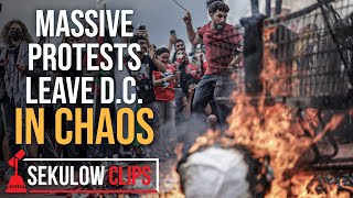 CHAOS American Flags Ripped Down and Burned in DC Protests [upl. by Eibbed630]