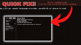 Fix Minecraft Mod Needs Language Provider Javafml [upl. by Trumann133]