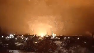 Drone Strikes a Russian Oil Refinery in Saratov [upl. by Voltz]