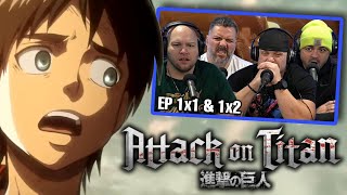 First time watching Attack on Titan reaction episodes 1X1 amp 1X2 Sub [upl. by Aracot726]