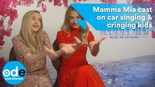 Mamma Mia 2 Cast on car singing amp cringing kids [upl. by Topping]