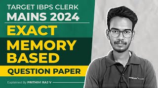 TARGET IBPS CLERK MAINS 2024  EXACT MEMORY BASED QUESTION PAPER  REASONING TAMIL  PRITHIVI RAJ V [upl. by Earal]