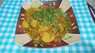 phaliya Aloo ki sabzi Recipe  Green beans aloo recipe  by mother with daughter channel [upl. by Ahsiemaj]