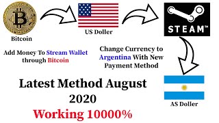 How to Change Steam currency To Argentina and add fund to steam wallet with bitcoin Chapter 32020 [upl. by Kcitrap]