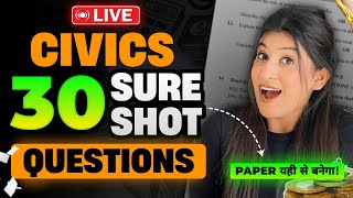 Civics TOP 30 questions for Social science🔥 Don’t study Anything after this 😎 Class 10 Boards [upl. by Appilihp]