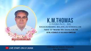 KM THOMAS 88  KADACKAMANNIL MALAYIL H VENNIKULAM  FUNERAL [upl. by Jarnagin431]