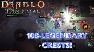 Using 108 Legendary Crests After Server Reset  Diablo Immortal [upl. by Rimaj]