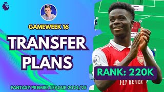 TRANSFER PLANS ♻️  GAMEWEEK 16  Fantasy Premier League Tips 202425 [upl. by Yralih]