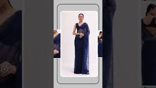 Navy Blue Organza Saree With Unstitched Blouse [upl. by Yornek629]