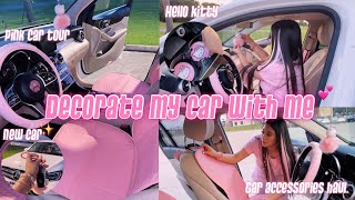 DECORATE MY NEW CAR WITH ME  car tour  car accessories haul pink sparkly amp hello kitty🎀💗✨ [upl. by Nimajeb350]