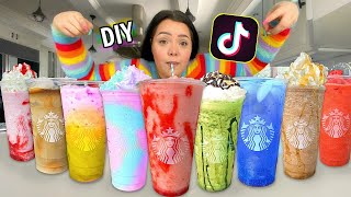 10 VIRAL TikTok Starbucks Drinks at Home Making TikTok Drink Recipes at Home [upl. by Lian]