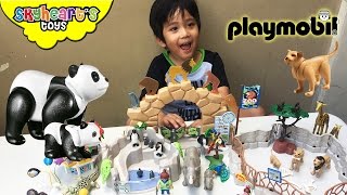 A Giant Panda inside our Playmobil Zoo Animals toys for kids City Life lion penguin rhino giraffe [upl. by Wahl]