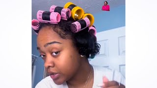 How to do roller set on short hair viral hair trendingvideo trend Jenae N [upl. by Akim]