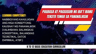 NABIBIGYANG KAHULUGAN ANG MGA KONSEPTONG KAUGNAY NG PANANALIKSIK [upl. by Lyrem269]