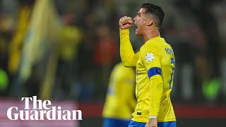 Cristiano Ronaldo makes obscene gesture towards crowd after Messi taunts [upl. by Llerahs453]