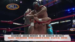 CMLLVALIENTEGRAN GUERREROÚLTIMO GUERRERO VS ESFINGE  ATLANTIS JR MÍSTICOARENA MÉXICO160824 [upl. by Rolyt]