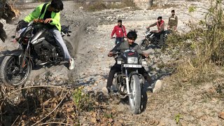 Splendor Plus  Ns 125 Off Roading in jungle river mud 😱 [upl. by Josler417]