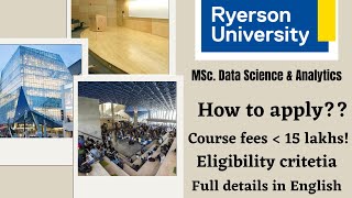 Ryerson University 🇨🇦 MSc Data Science amp Analytics Eligibility Fees👌👌 How to Apply Scholarships [upl. by Aruasi303]