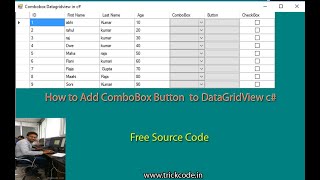 How to Add ComboBox Button Checkbox to DataGridView c  Combobox Datagridview C [upl. by Alleynad]