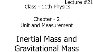 inertial and gravitational mass  units and measurement  chapter 2  physics  class 11th [upl. by Fulbright]