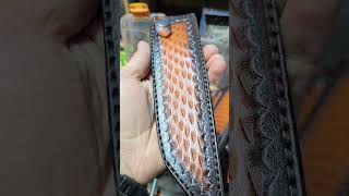 Making Leather Knife Sheath Vegetable leather and airbrush paint [upl. by Winser]