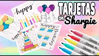 Tarjetas de Cumpleaños en 2 MINUTOS con sharpie  Brenda PE [upl. by Spitzer]