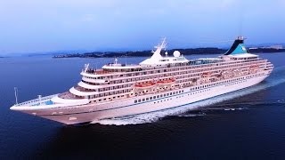 MS Artania cruise DRONE close up chase  Norway  Stavanger  982016 [upl. by Nirehs]