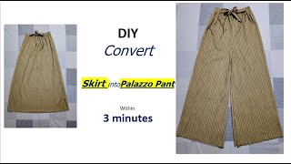 Palazzo pant from Old Skirt  Skirt Recycling [upl. by Essilevi]