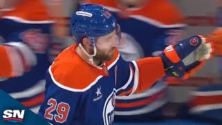 Leon Draisaitl Blasts PowerPlay Goal Off Sweet Connor McDavid Feed [upl. by Esidarap]