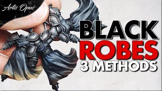 How to Paint Black Cloth amp Leather  3 Methods in 3 steps Contrast  Drybrush [upl. by Nauqaj852]