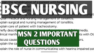 BSC NURSING MSN 2 IMPORTANT QUESTIONSBSC NURSING 4TH SEM MSN 2 IMPORTANT QUESTIONSRGUHS3RD YEAR [upl. by Maltz]