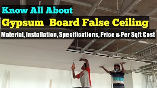 Gypsum False Ceiling Installation Material Cost amp Specifications  Rate of Gypsum Board Ceiling [upl. by Elatsyrk612]