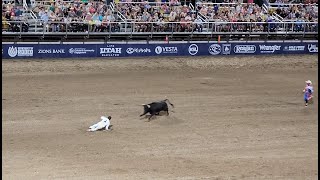 Bullfighter trampled at the Days of 47 rodeo [upl. by Ravi991]