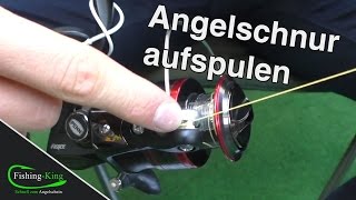 Angelschnur aufspulen Wie wickelt man selber Schnur auf die Rolle  FishingKingde [upl. by Geordie]