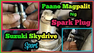 Paano magpalit ng spark plug sa Suzuki skydrive sport  DIY motorcycle spark plug replacement [upl. by Enilesoj]