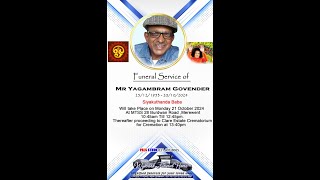 Funeral service of the late Mr Yagambram Govender [upl. by Woodall]