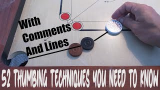 52 Thumbings Techniques in Carrom you need to master with lines and comments [upl. by Sarajane]