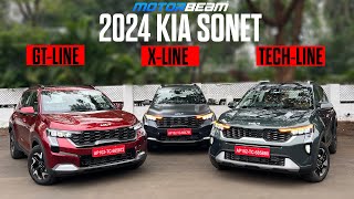 2024 Kia Sonet  GTLine vs XLine vs TechLine  MotorBeam [upl. by Juni]