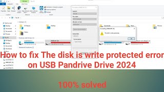 How to fix The disk is write protected error on USB Pandrive Drive 2024 youTube l 100 solved [upl. by Nodnarb]