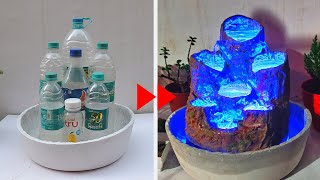 Amazing Water Fountain with Plastic Bottle and Led DIY [upl. by Idzik]