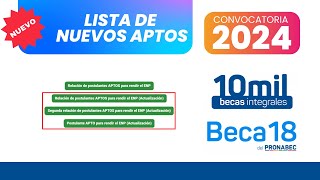 Beca 18 2024  Lista de NUEVOS APTOS para rendir el EXAMEN NACIONAL DE PRESELECCIÓN BECA 18 2024 🎯 [upl. by Annodam]