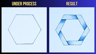 Draw Metallic Hexagon  Hexagon Design Drawing  Tangible Art [upl. by Kos685]