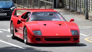 Supercars in Alderley Edge 2024 Ferrari F40 360CS x2 Aventador SV SF90 GT2 Huracan STO… [upl. by Telimay819]