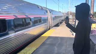 Amtrak northeast regional No121 with Metroliner cab car passing through new Carrollton [upl. by Adeirf]