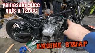 yamasaki 2022 ym50 engine swap to a 125cc in 1 video how to [upl. by Aserret]