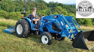 My Wife Brush Hogging With The LS Tractor For The First Time [upl. by Bouton982]